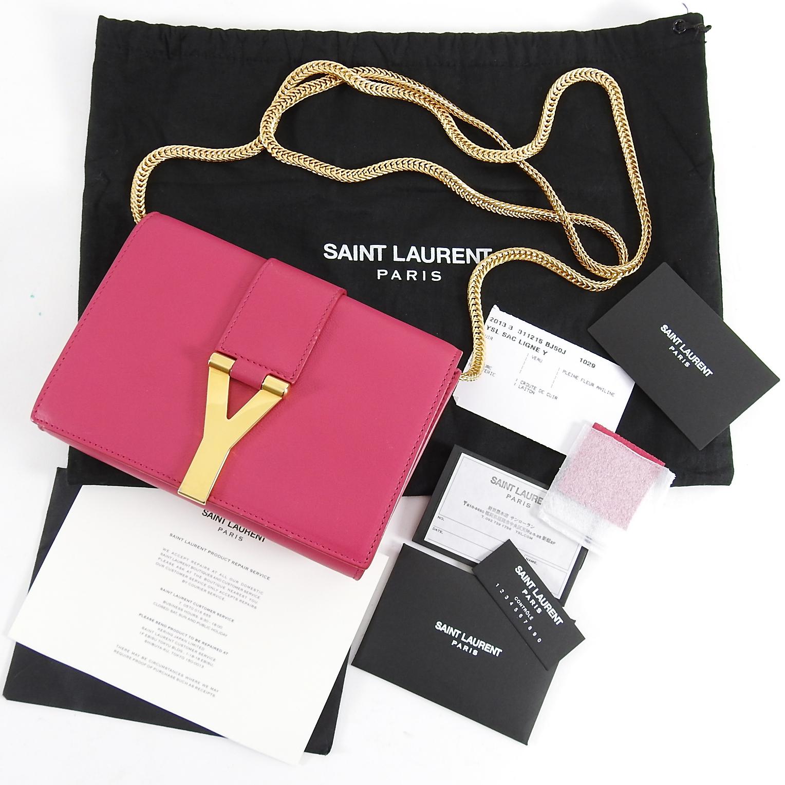 Women's YSL Saint Laurent Pink Mini Sac Y Ligne Crossbody Bag