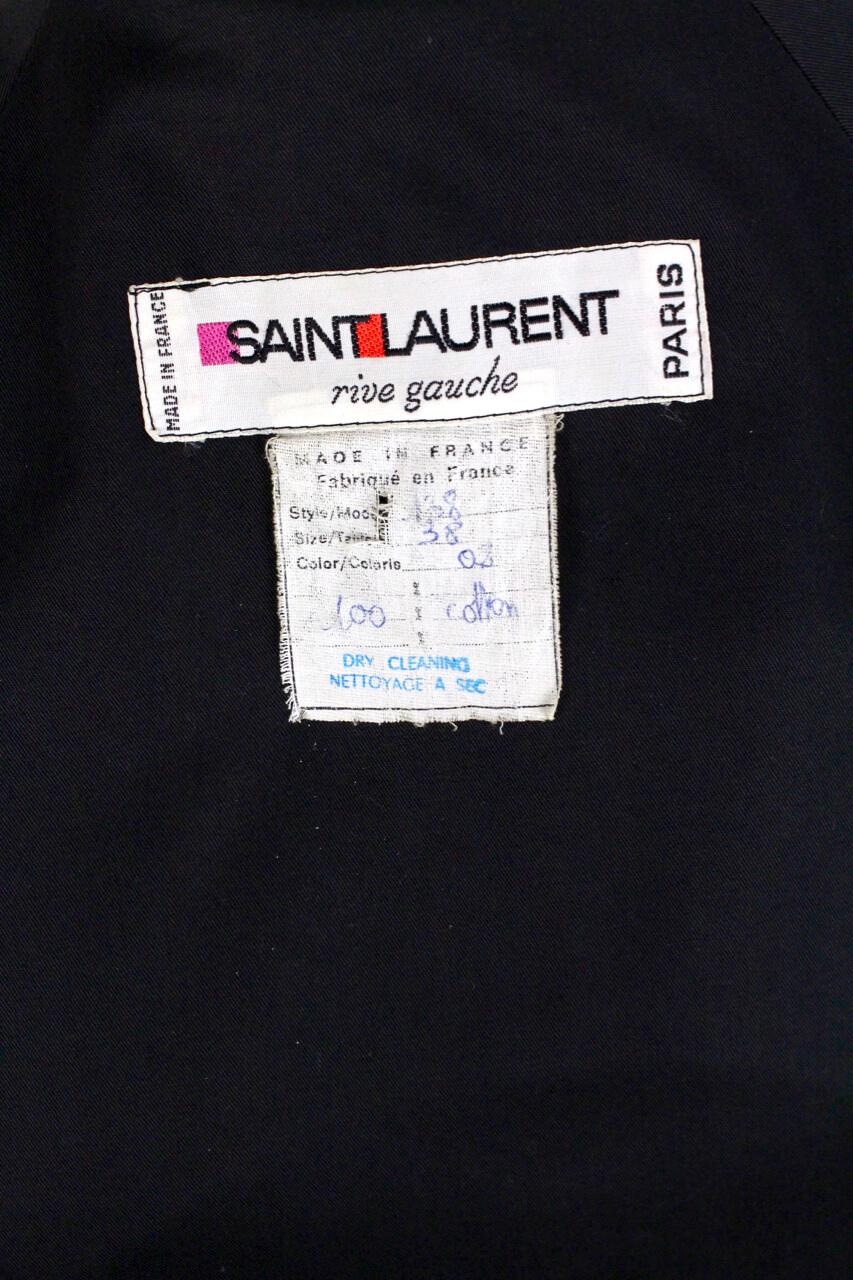 YSL Yves Saint Laurent Schwarzer Baumwoll-Trenchcoat, ca. 1970er Jahre Größe bis zu M 6