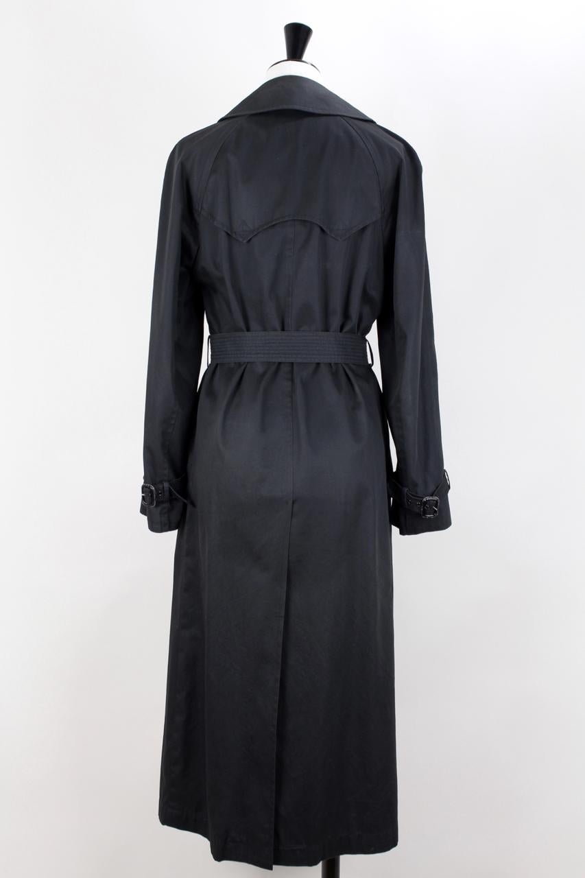 YSL Yves Saint Laurent Schwarzer Baumwoll-Trenchcoat, ca. 1970er Jahre Größe bis zu M für Damen oder Herren