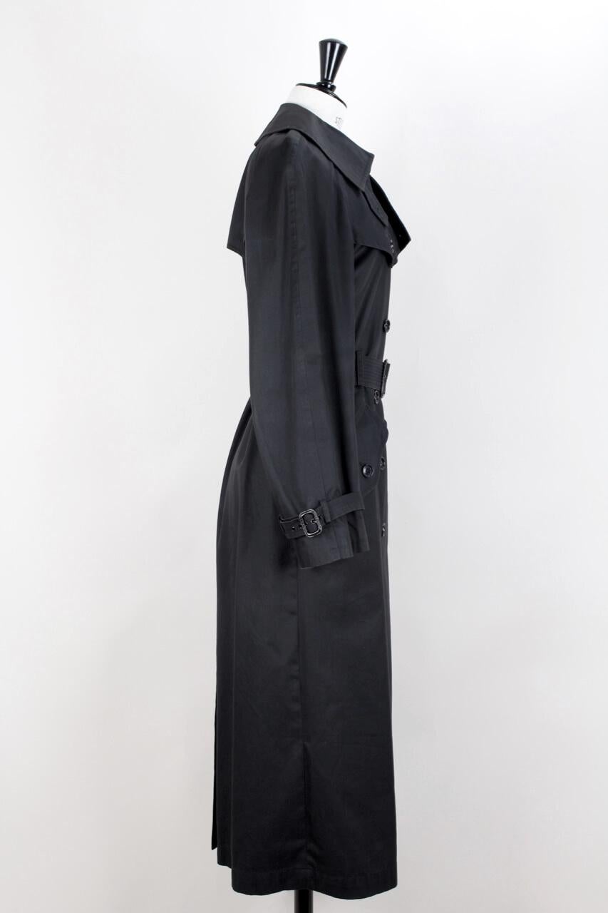 YSL Yves Saint Laurent Schwarzer Baumwoll-Trenchcoat, ca. 1970er Jahre Größe bis zu M 1