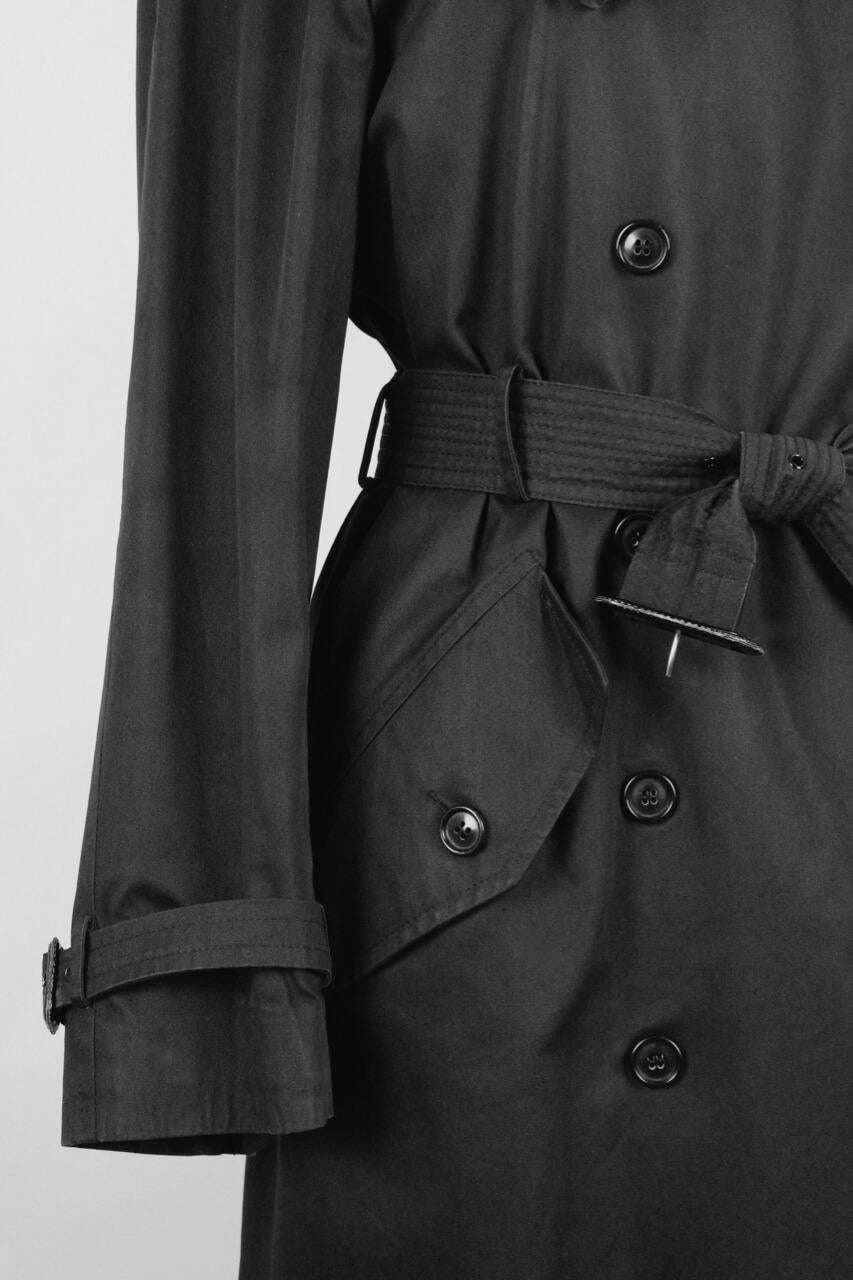 YSL Yves Saint Laurent Black Cotton Trench Coat, circa 1970s Size up to M 2