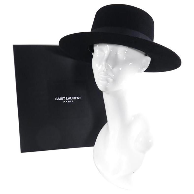 YSL Saint Laurent Spring 2015 Runway Black Felt Hat 1