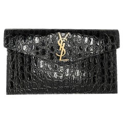 YSL Saint Laurent Uptown Croc-effect Envelope Pouch