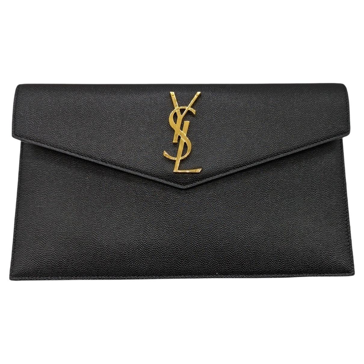 Saint Laurent Uptown Pouch Grain de Poudre Embossed Black in Leather with  Gold-tone - US