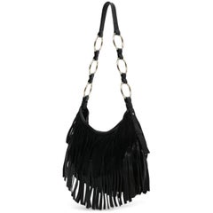 YSL Small “La Boheme" Suede Fringe Hobo Bag