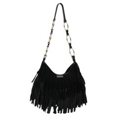 YSL Small “La Boheme" Suede Fringe Hobo Bag