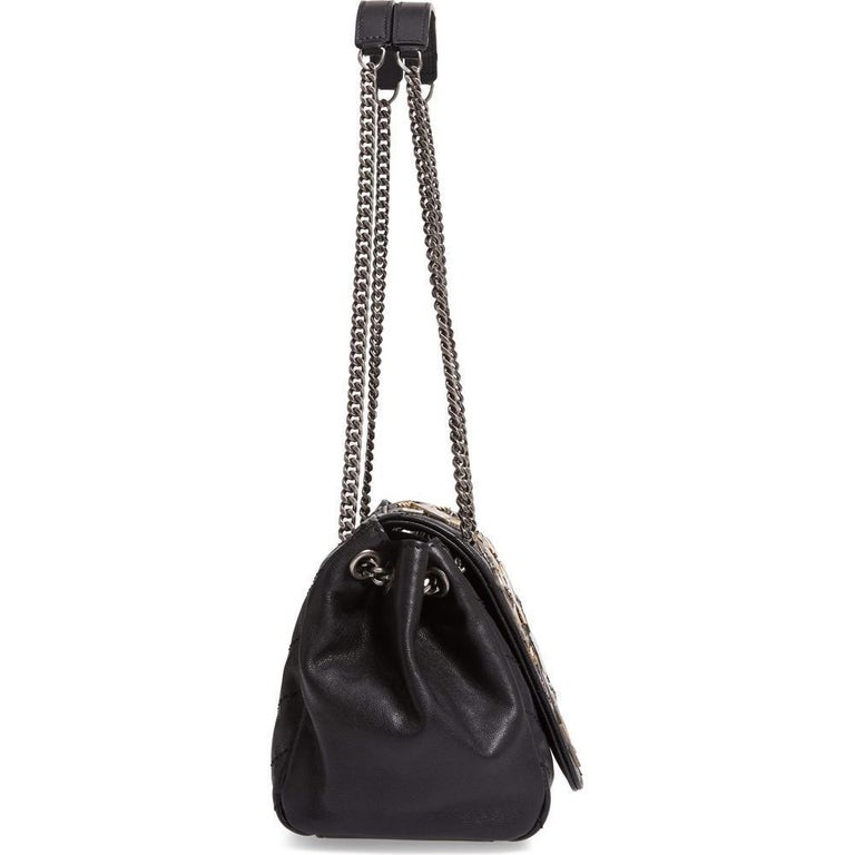 YSL Small Nolita Black Leather Badge Embellished Shoulder Bag For Sale ...