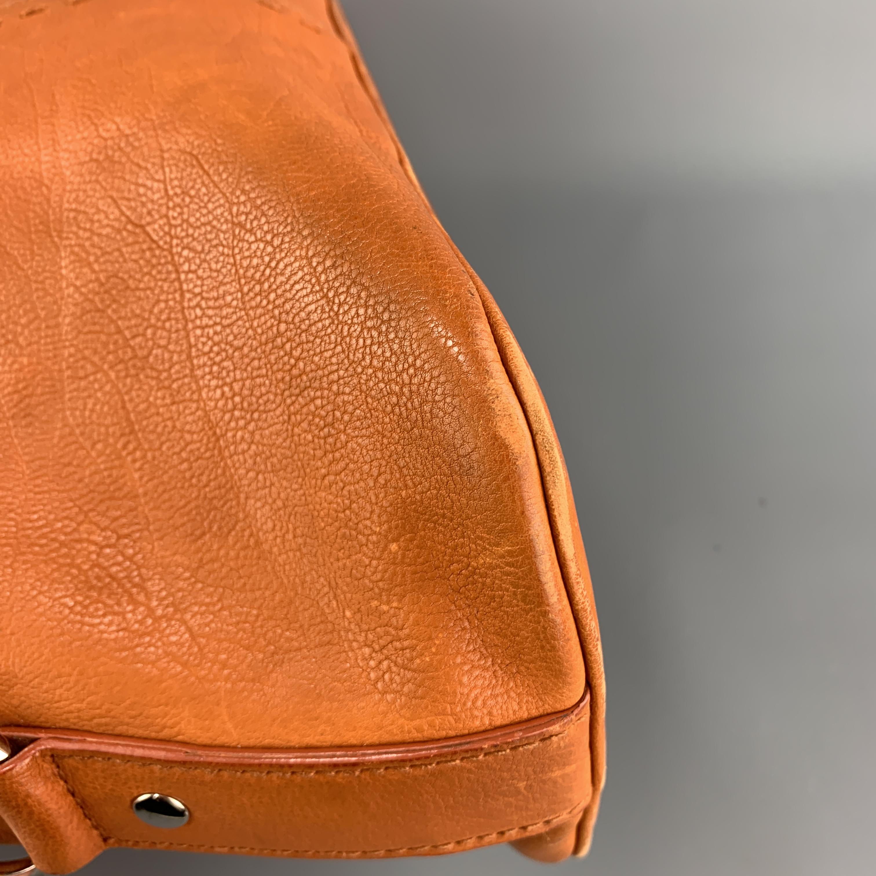 YSL Solid Burnt Orange Leather MUSE Tote Handbag In Fair Condition In San Francisco, CA