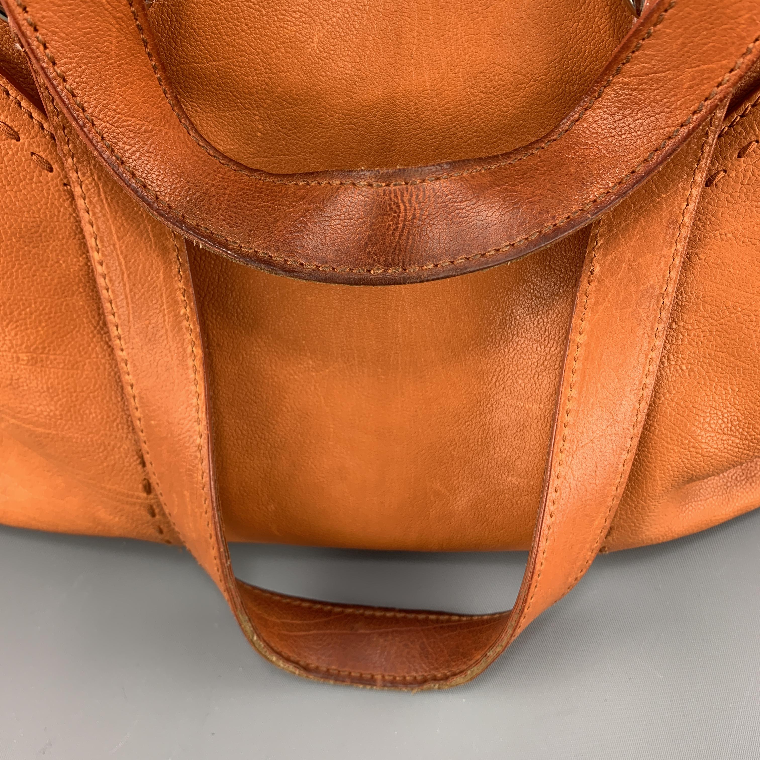 Women's YSL Solid Burnt Orange Leather MUSE Tote Handbag