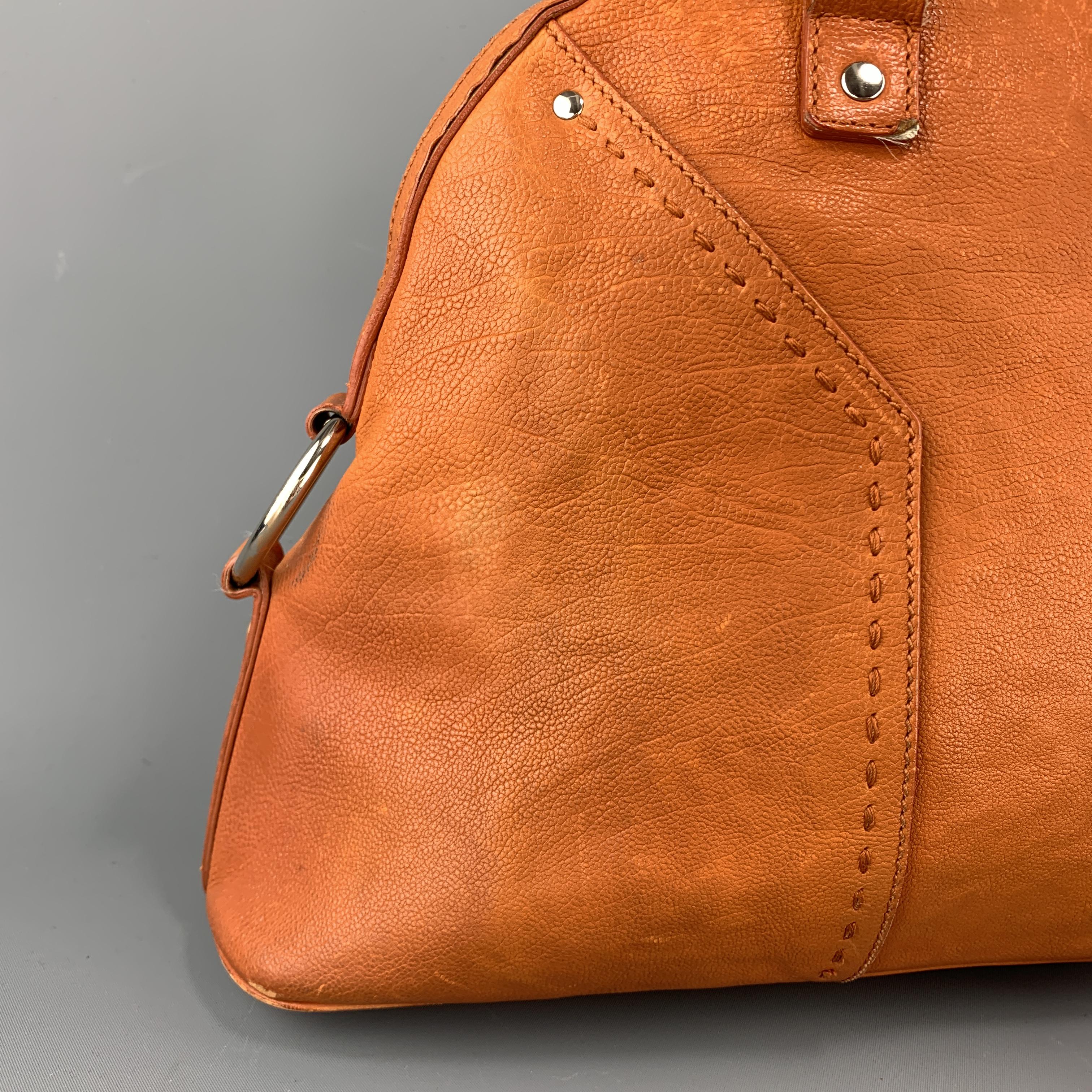 YSL Solid Burnt Orange Leather MUSE Tote Handbag 1