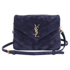 YSL Suede Toy Loulou Shoulder Bag Deep Marine Blue
