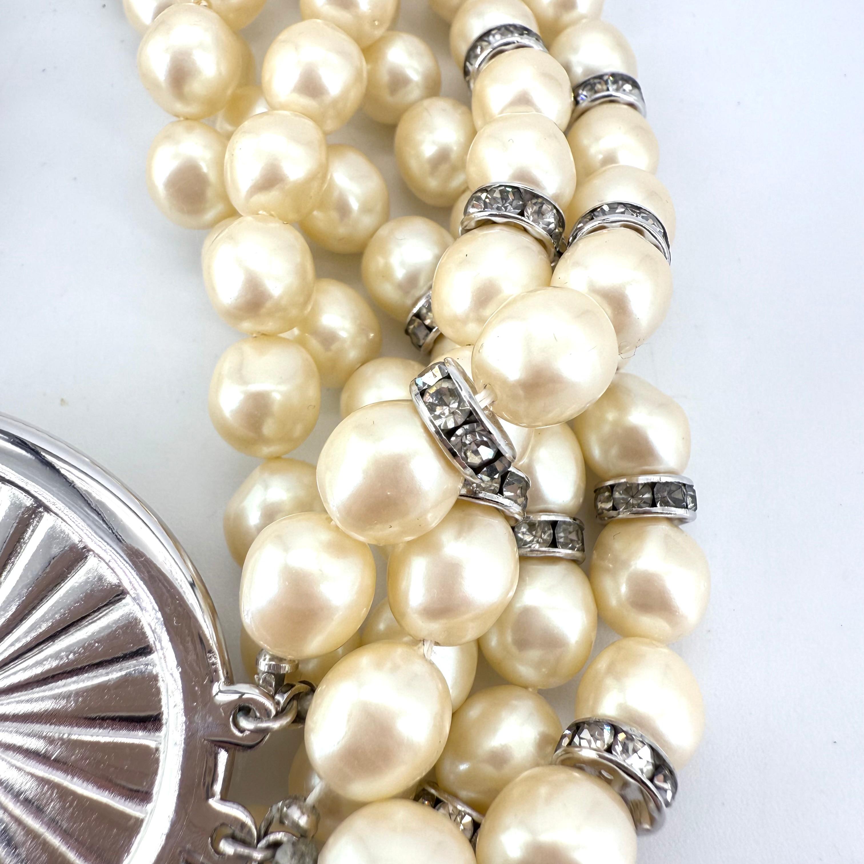 YSL Collana Torsade Collare Vintage Perle multiple e strass Sfarzo in vendita 1