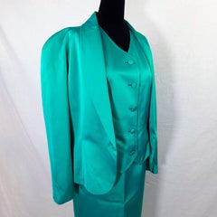 YSL Variation green formal suit with vest, vintage 80s 1988s