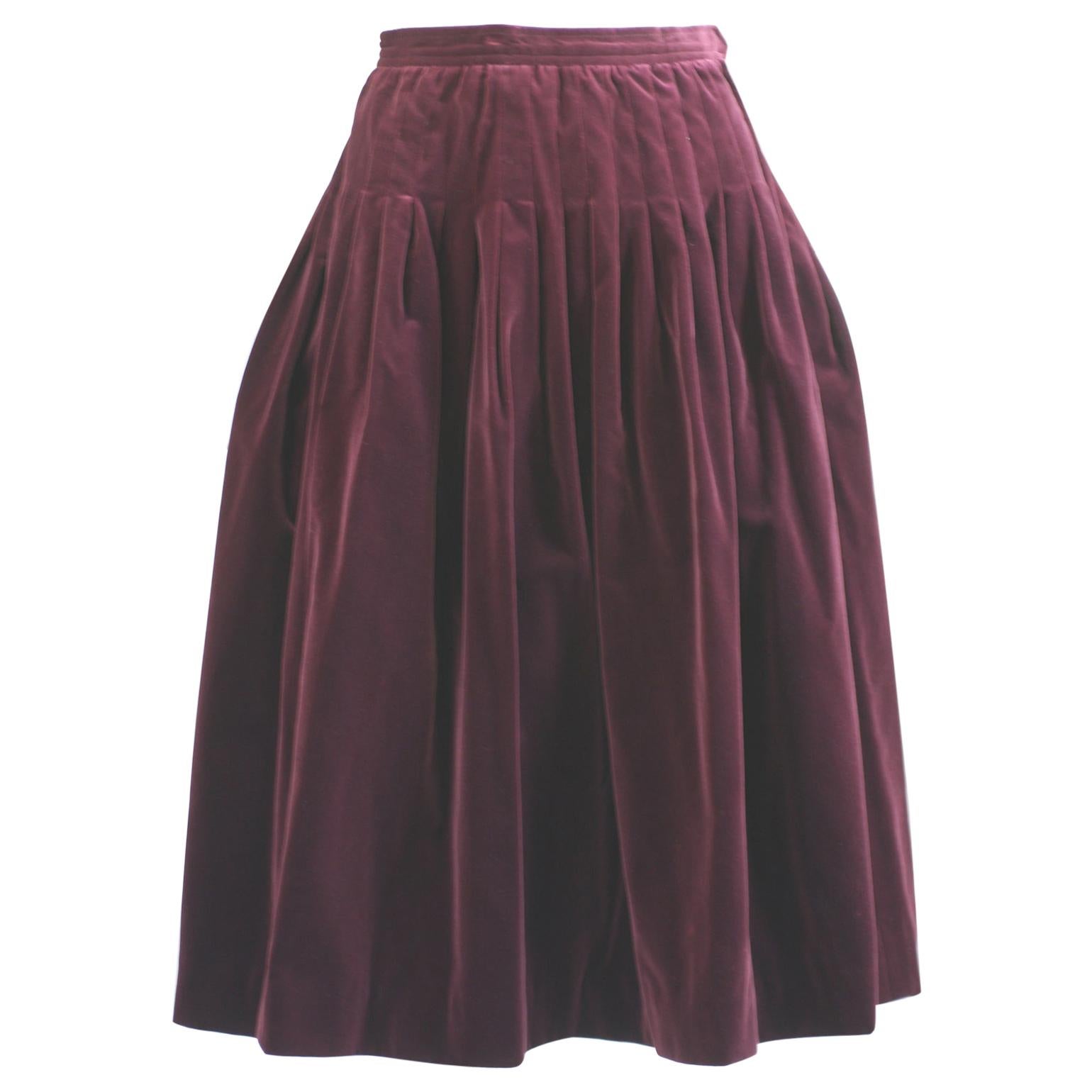YSL Velvet Russian Pin Tucked skirt For Sale