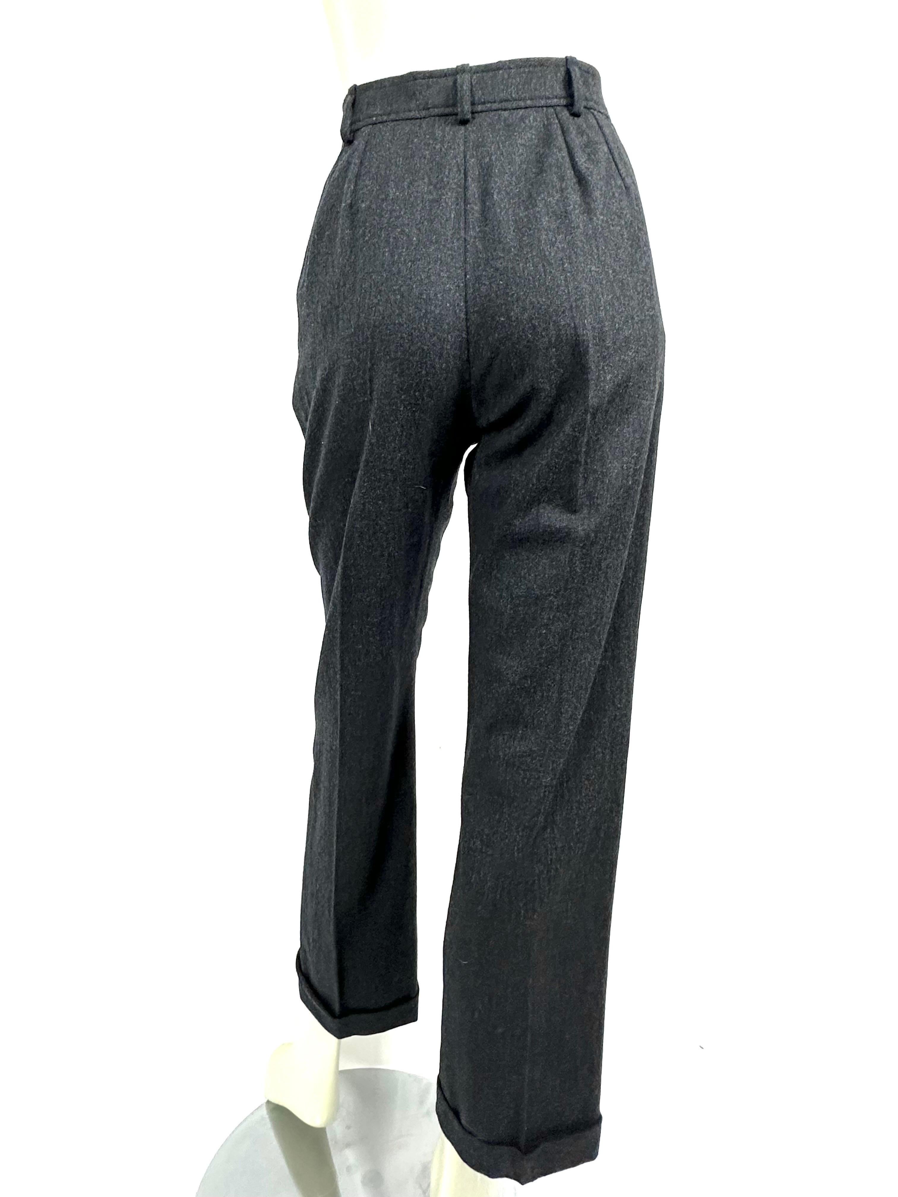 Ysl vintage anthracite gray wool trousers from the 1990s 4