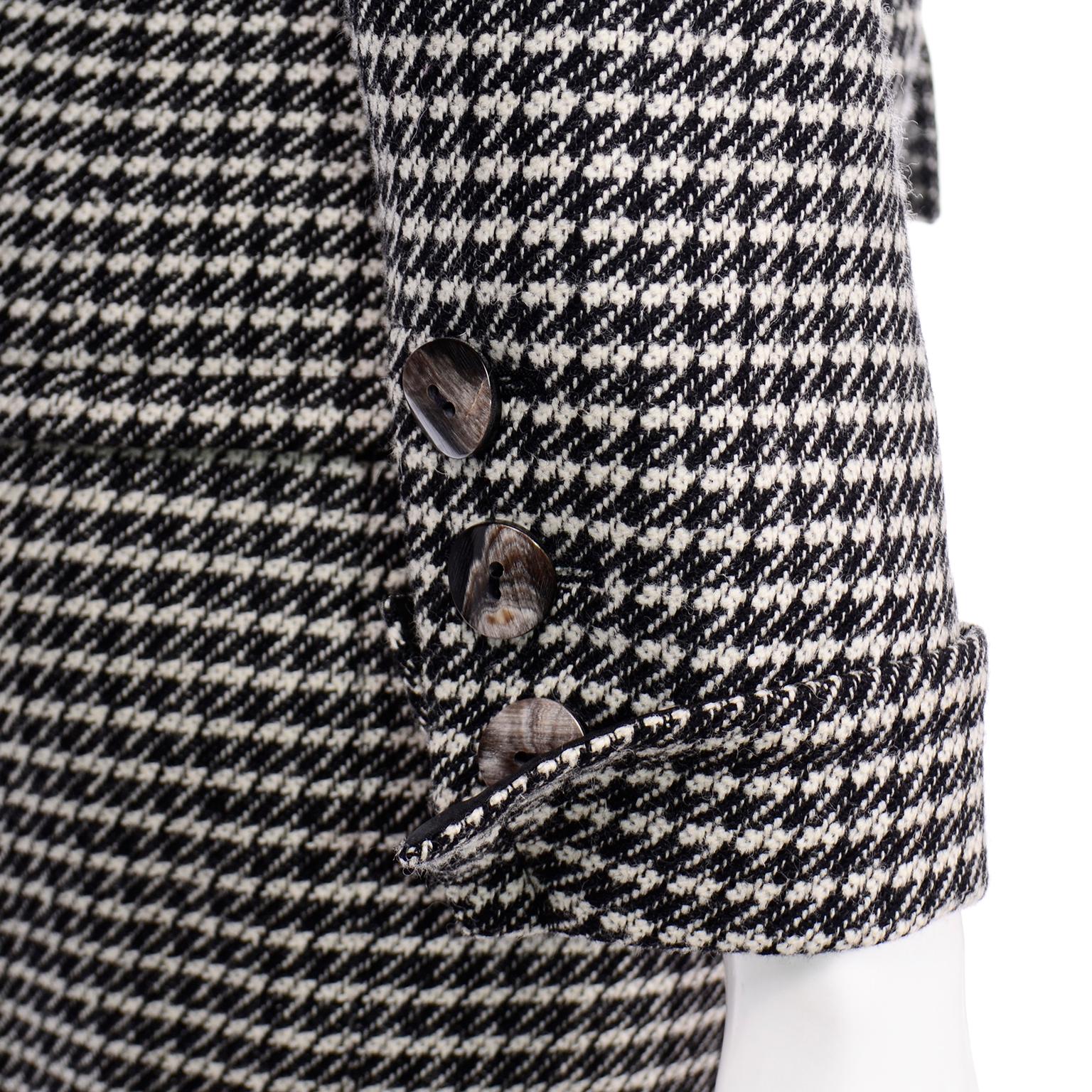 YSL Vintage Suit Houndstooth Wool Skirt Blazer Yves Saint Laurent Rive Gauche 2