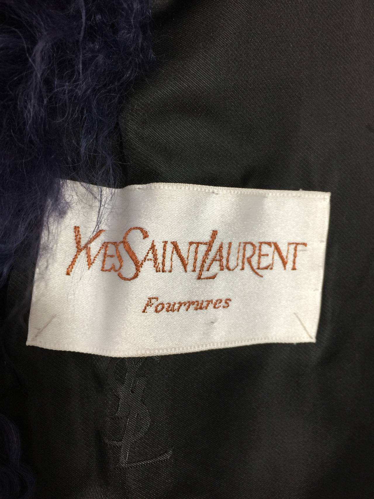 Women's YSL Vintage Yves Saint Laurent Fourrures Mongolian Red & Purple Fur 