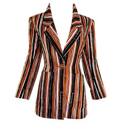 YSL Vintage Yves Saint Laurent Rive Gauche Bamboo Print Cotton Blazer Jacket