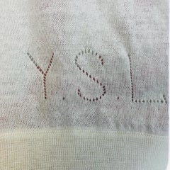 YSL white wool and linen embroidered drop round neck top