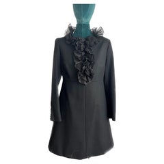 YSL Wool Dress with Ruffle detail and sequins button size 40 