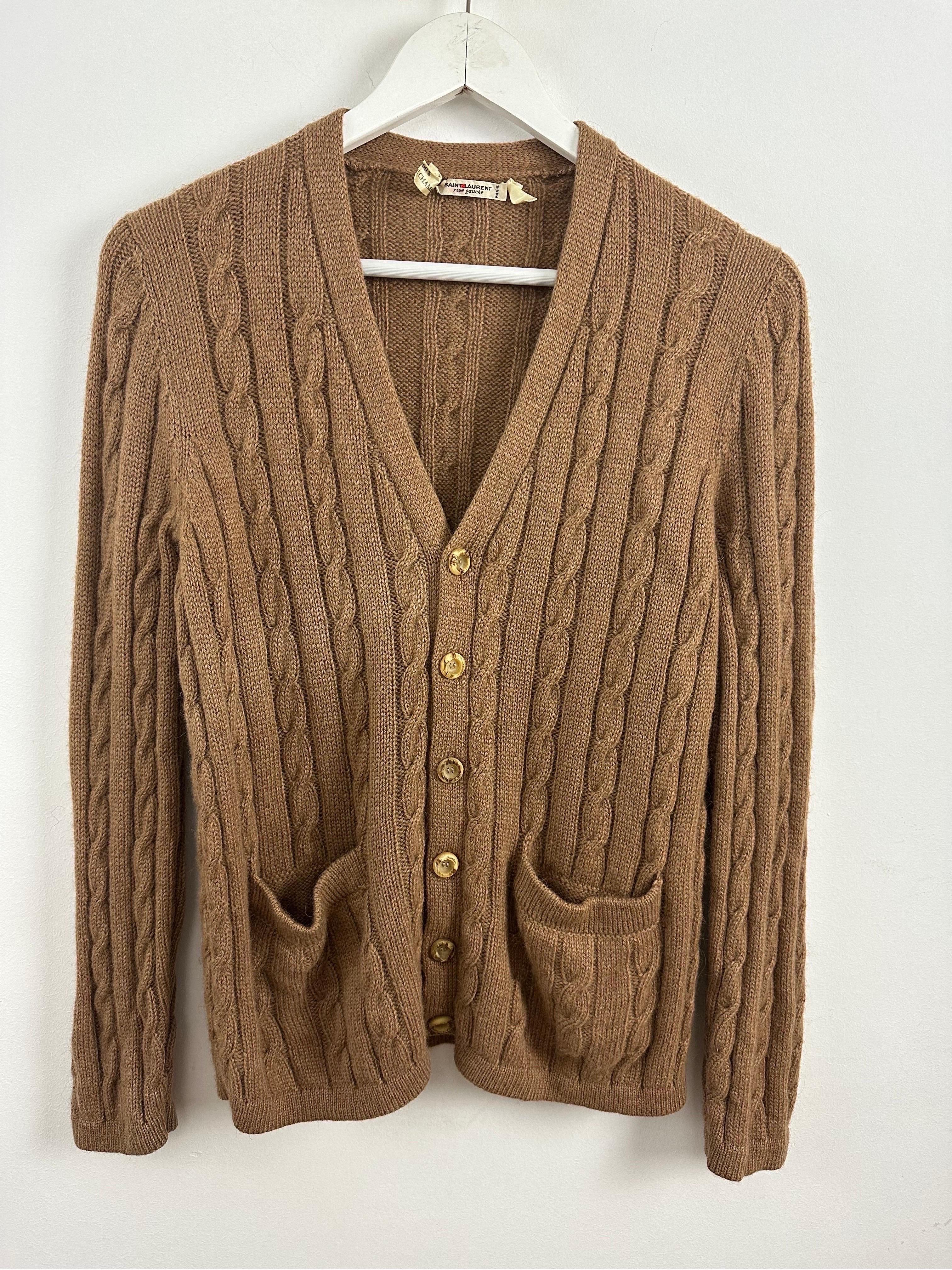 Brown YSL Yves saint Laurent 1970 cardigan in camel wool For Sale