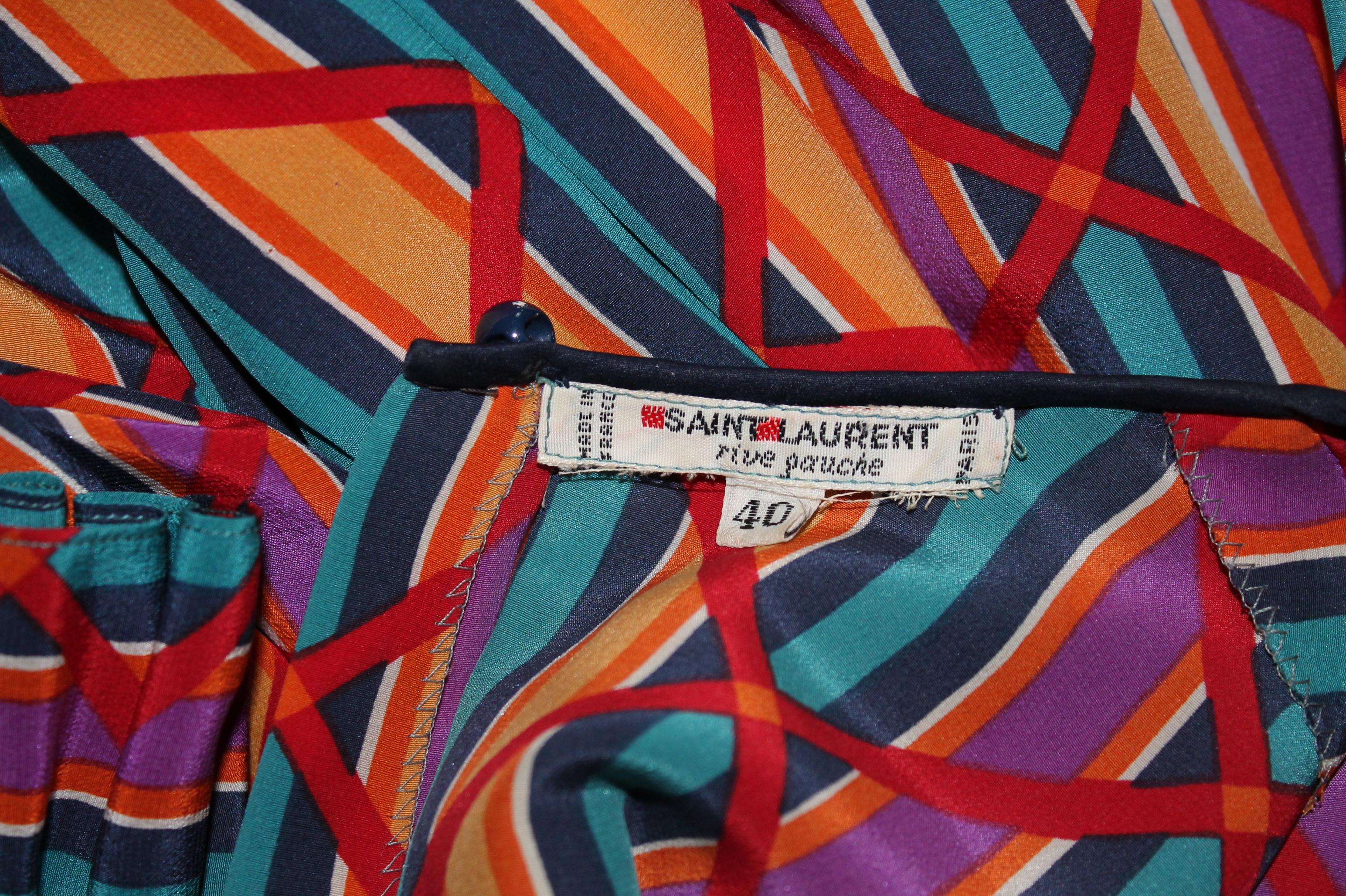 YSL Yves Saint Laurent 1970's Rive Gauche Silk Day Dress For Sale 5