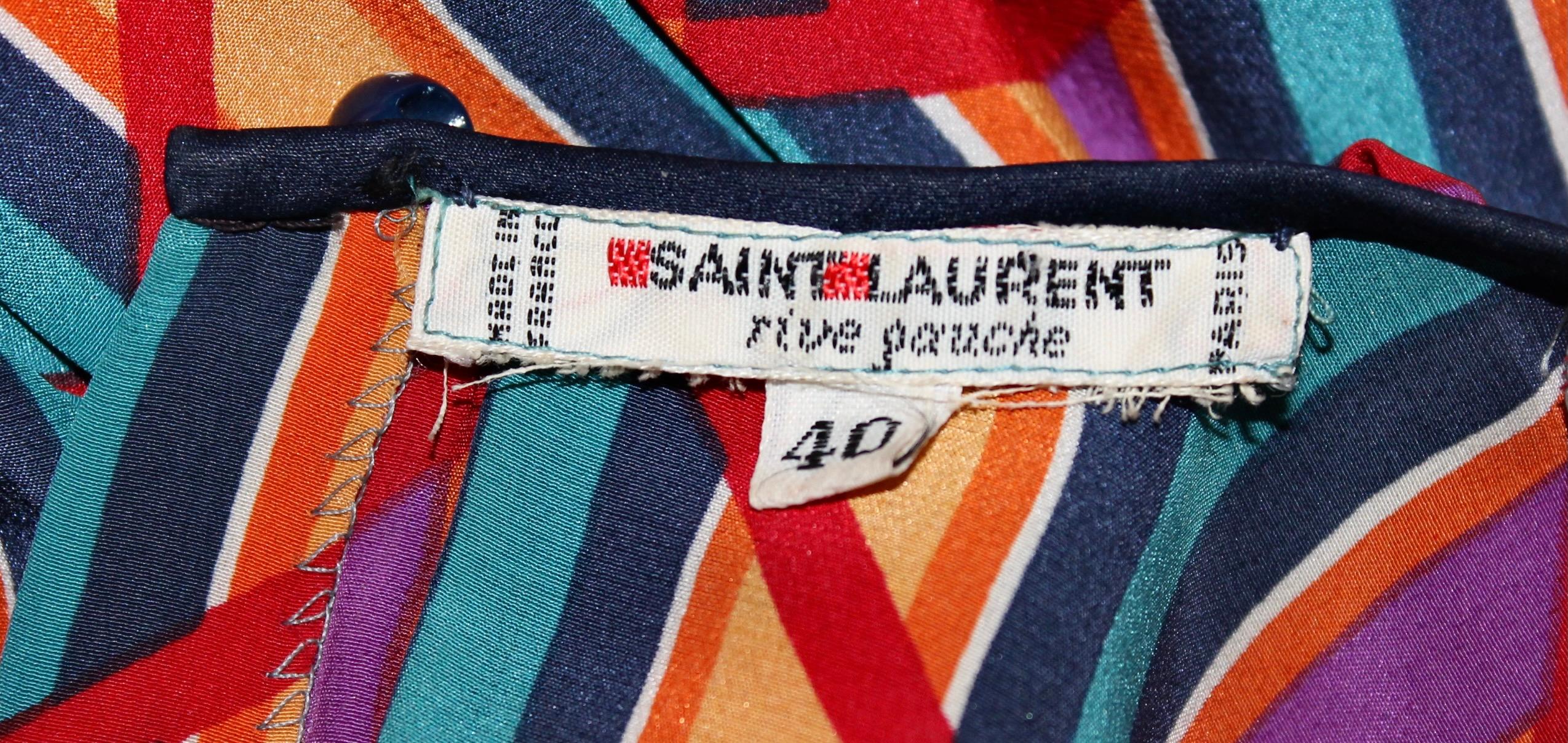 YSL Yves Saint Laurent 1970's Rive Gauche Silk Day Dress For Sale 6