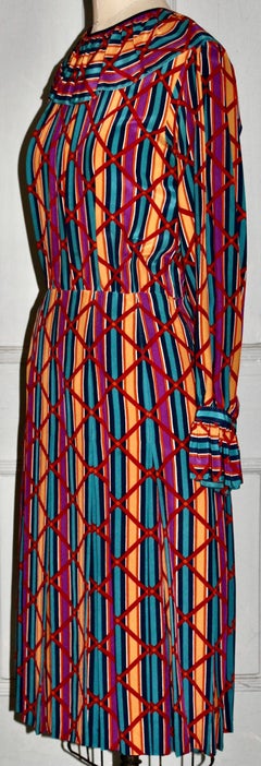 YSL Yves Saint Laurent 1970's Rive Gauche Silk Day Dress