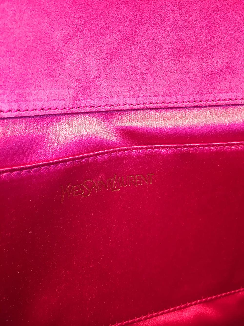 YSL Yves Saint Laurent Belle de Jour Hot Pink Patent Leather Clutch 3