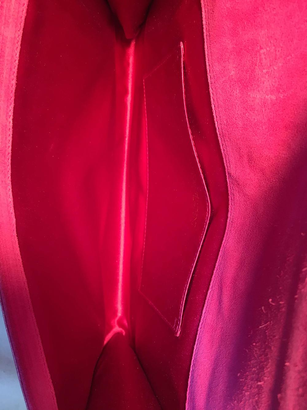 YSL Yves Saint Laurent Belle de Jour Hot Pink Patent Leather Clutch 2