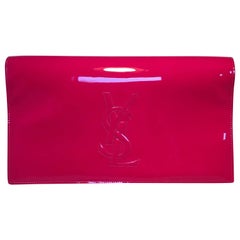 Used YSL Yves Saint Laurent Belle de Jour Hot Pink Patent Leather Clutch