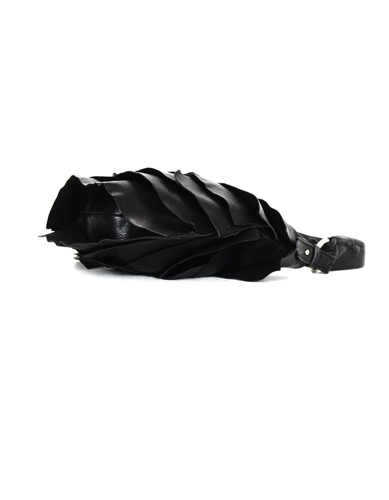 YSL Yves Saint Laurent Black Leather St Tropez Layered Ruffle Shoulder ...