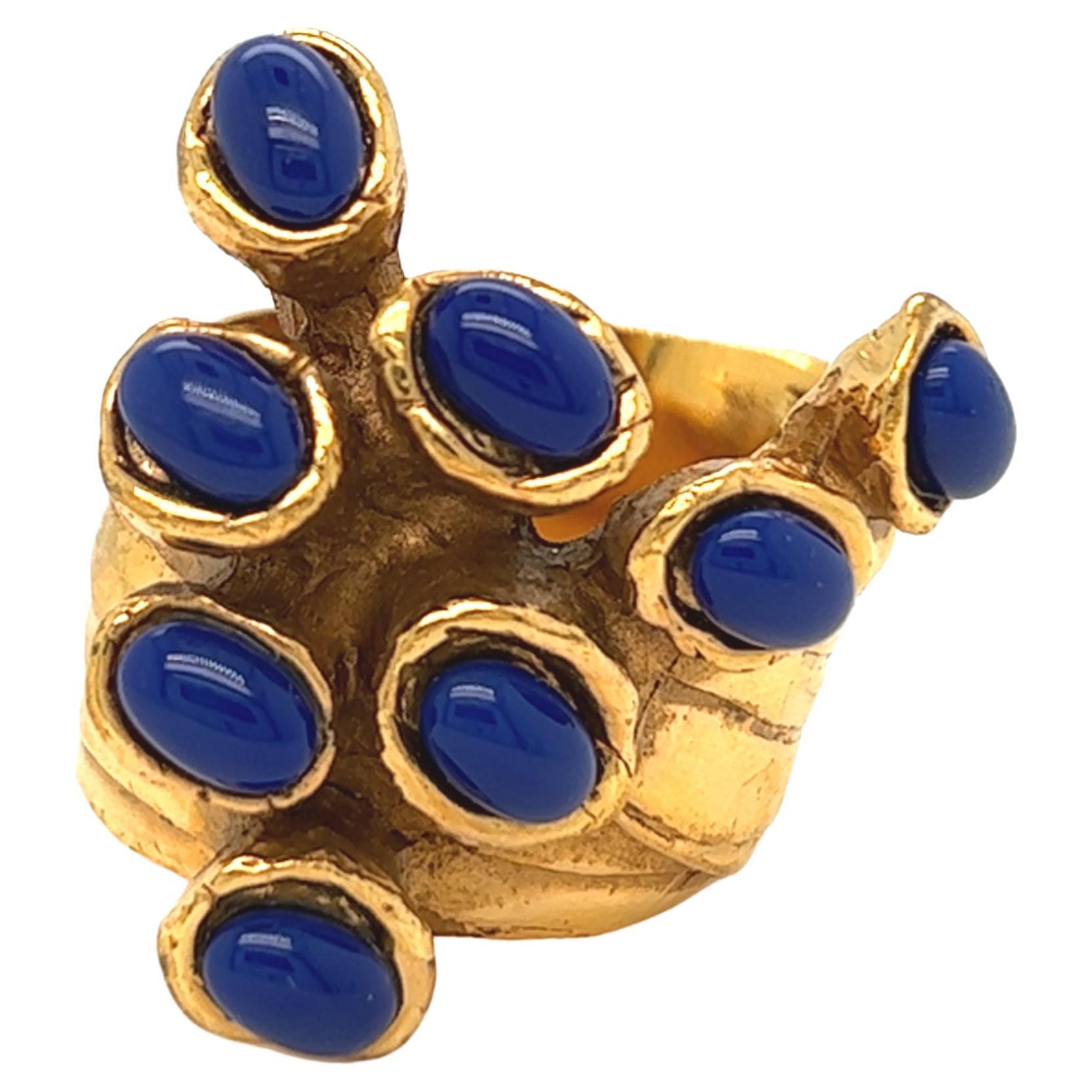 YSL Yves Saint Laurent Blue Arty Dots Ring For Sale