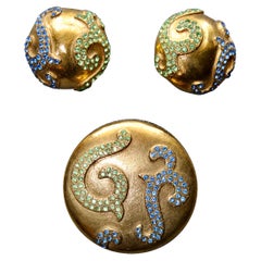 YSL Yves Saint Laurent - Ensemble broche et boucles d'oreilles