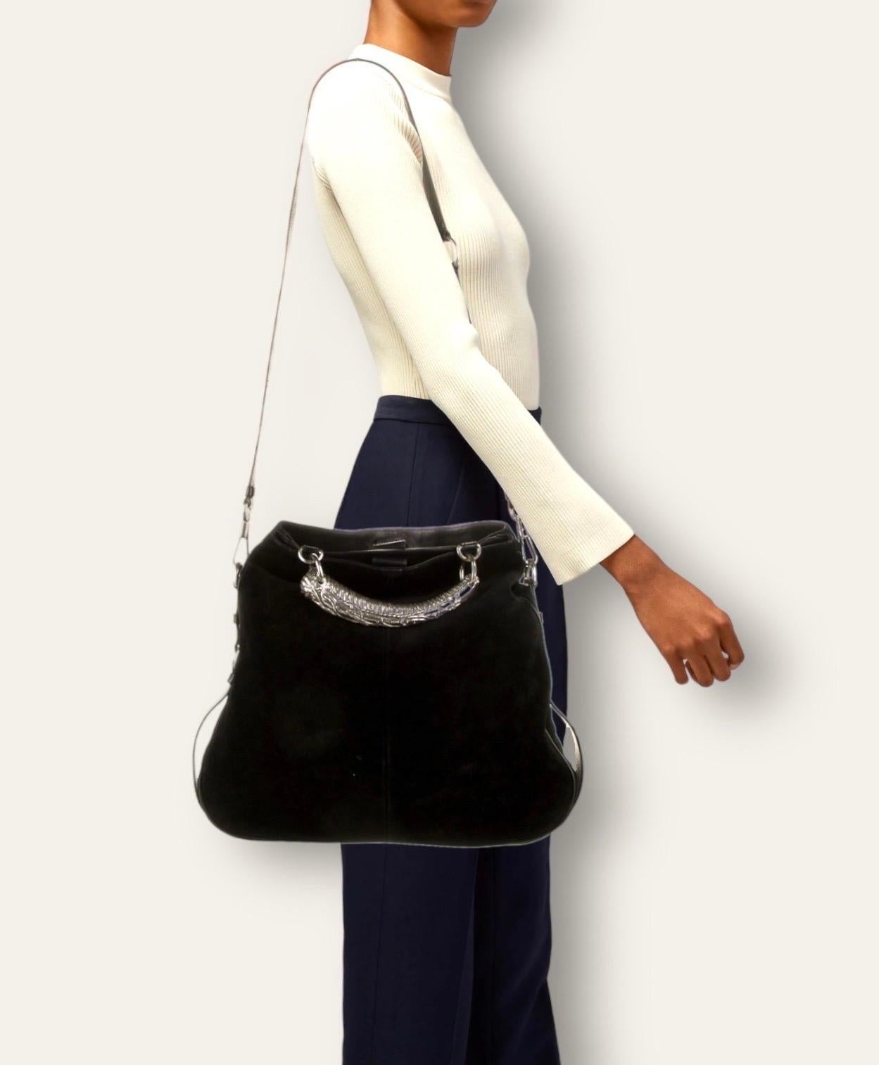 YSL Yves Saint Laurent by Tom Ford 2002 Black XL Mombasa Suede Shoulder Hand Bag 7