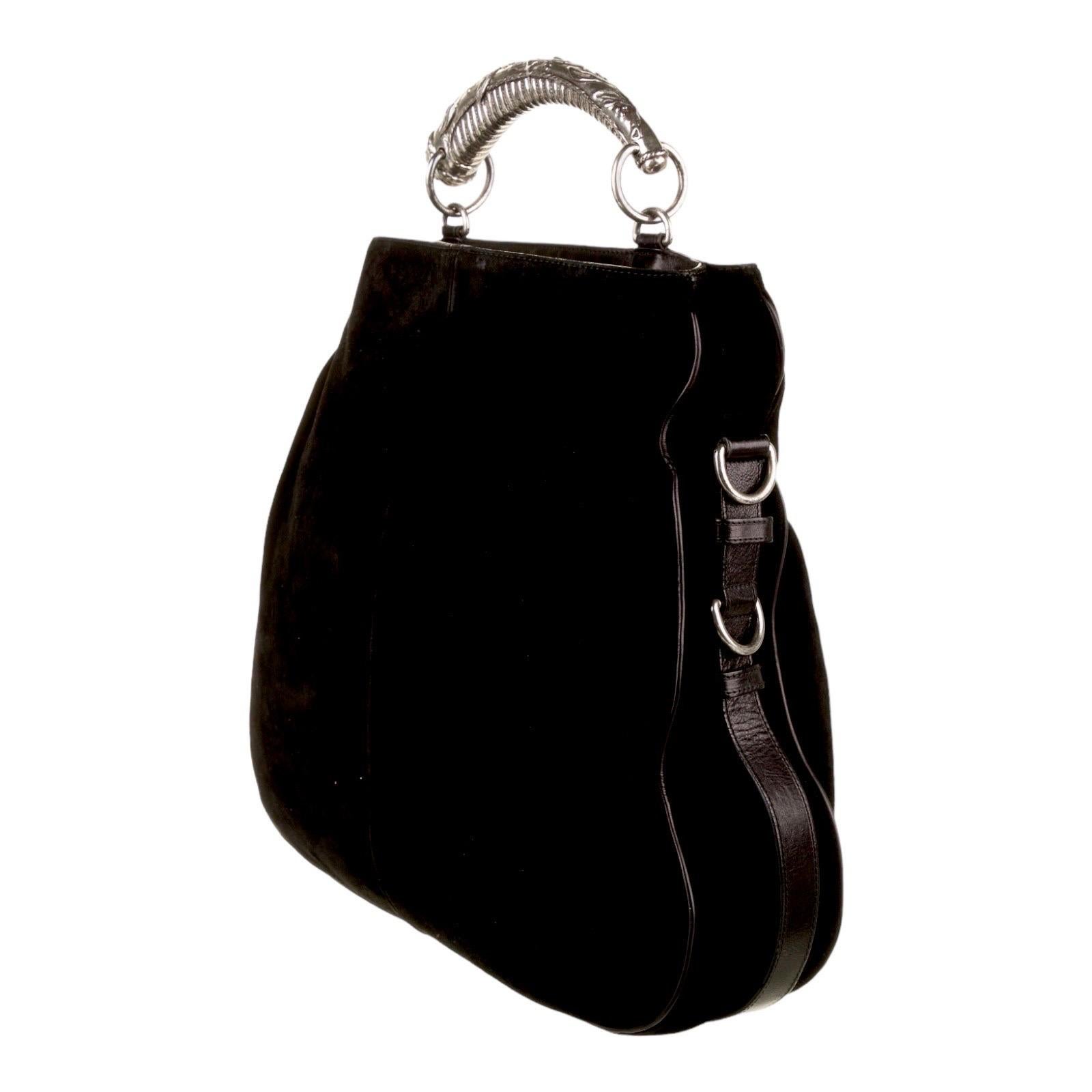 RARE COLLECTOR'S ITEM

BY TOM FORD FOR YVES SAINT LAURENT'S

ULTRAFAMOUS 2002 COLLECTION

Yves Saint Laurent Mombasa bag 
Designed by Tom Ford for his collection at YSL
Perfect size - XL Mombasa to fit in all your items
Beautiful black velvet suede