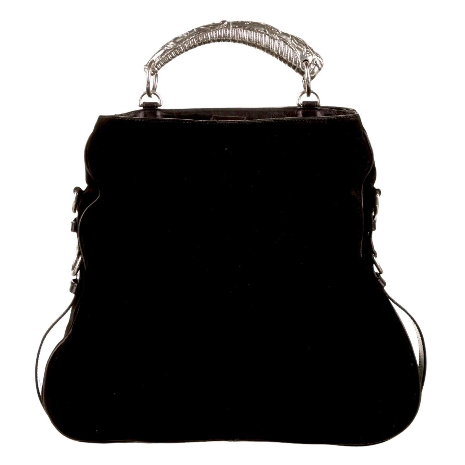 YSL Yves Saint Laurent by Tom Ford 2002 Black XL Mombasa Suede Shoulder Hand Bag In Good Condition In Switzerland, CH