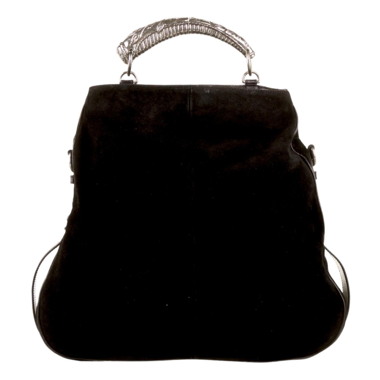 YSL Yves Saint Laurent by Tom Ford 2002 Black XL Mombasa Suede Shoulder Hand Bag 1