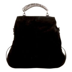 YSL Yves Saint Laurent by Tom Ford 2002 Black XL Mombasa Suede Shoulder Hand Bag