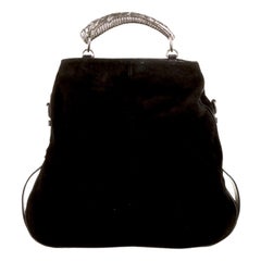 YSL Yves Saint Laurent par Tom Ford - Sac à main porté épaule en daim Mombasa noir, 2002