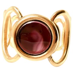 YSL Yves Saint Laurent Cuff Bracelet with Purple Stone