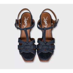 YSL Yves Saint Laurent Denim High Heel Sandals, Size 35