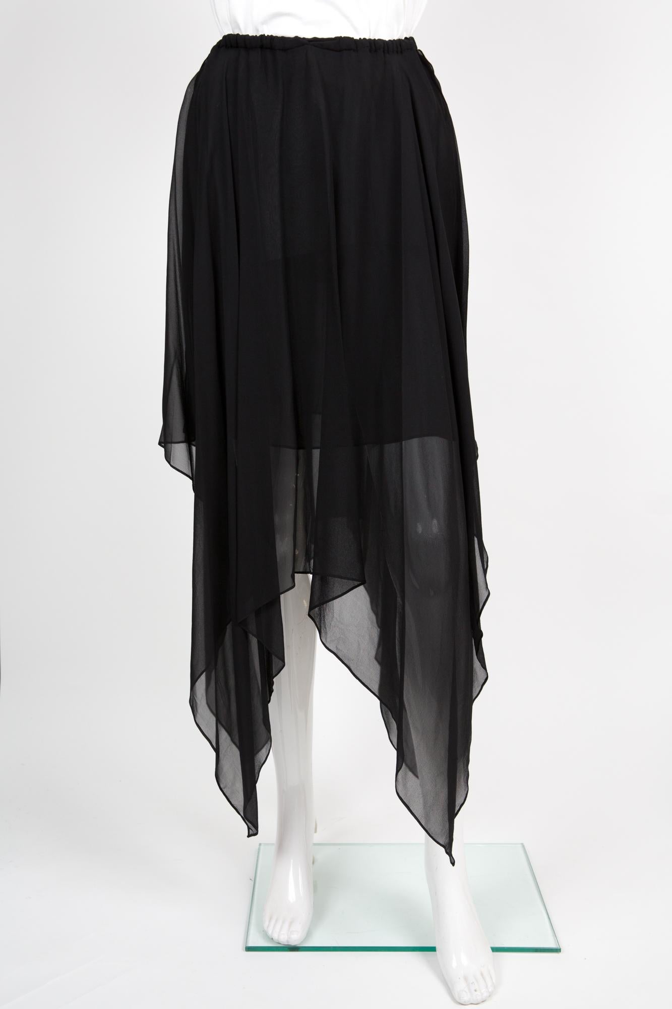YSL Yves Saint Laurent Evening Black Silk Skirt In Good Condition For Sale In Paris, FR