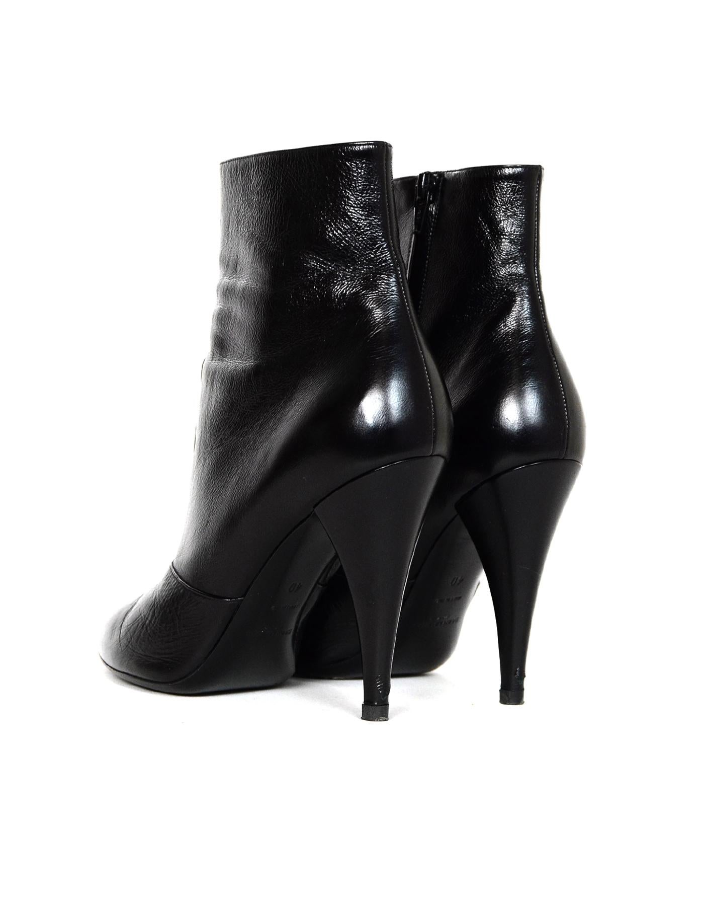 YSL Yves Saint Laurent Fetish Black Leather Ankle Boot Sz 40 In Good Condition In New York, NY