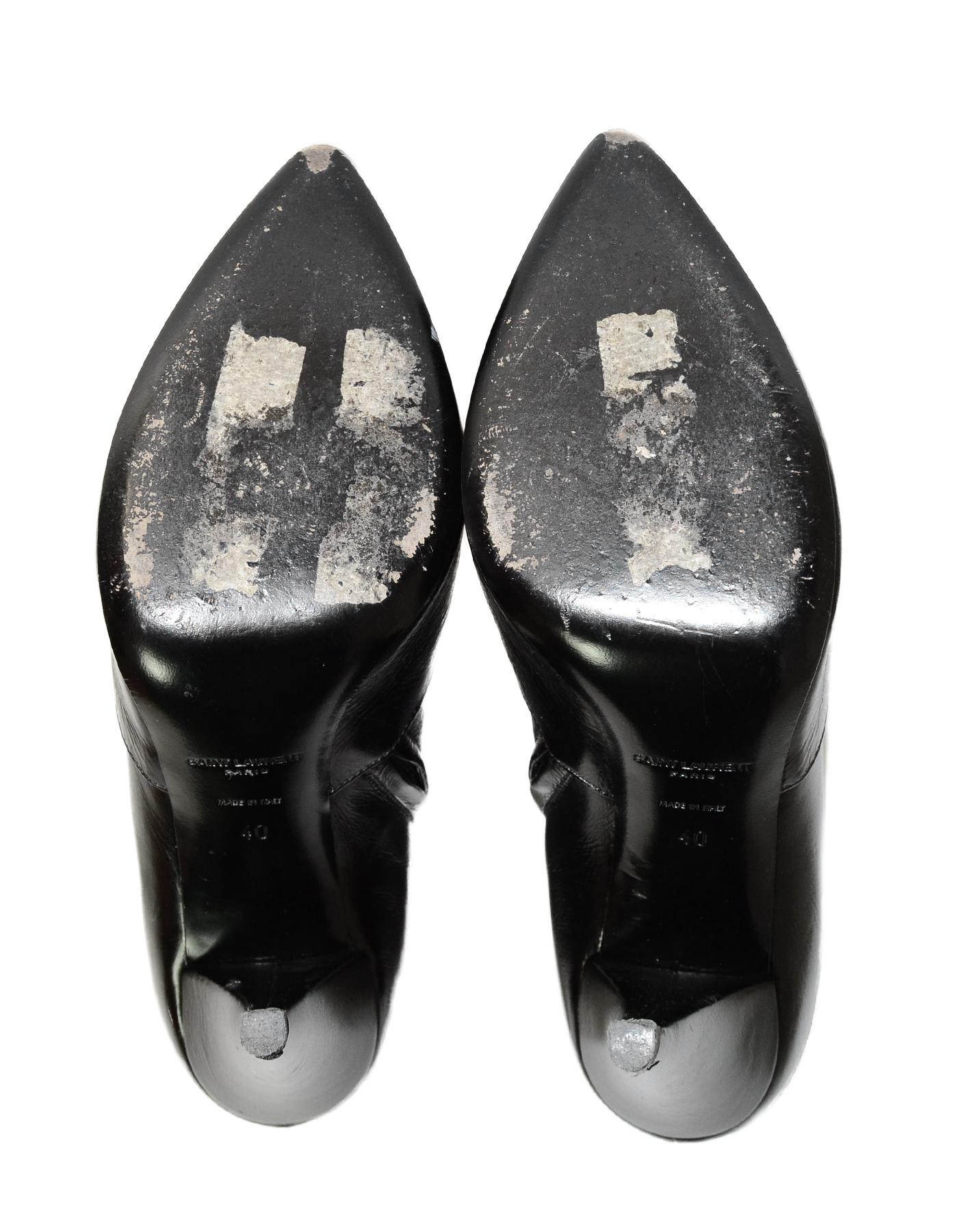 YSL Yves Saint Laurent Fetish Black Leather Ankle Boot Sz 40 2