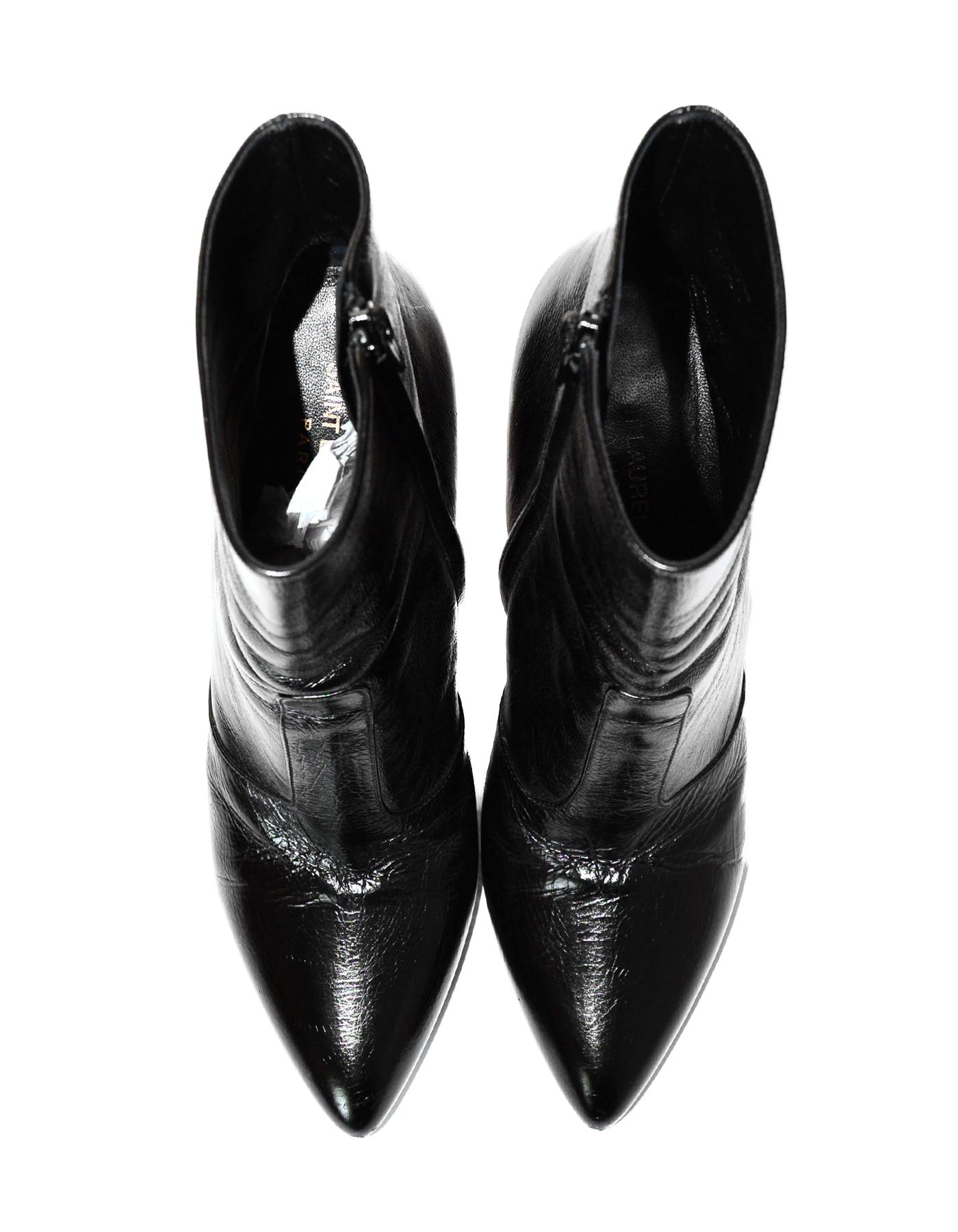YSL Yves Saint Laurent Fetish Black Leather Ankle Boot Sz 40 3