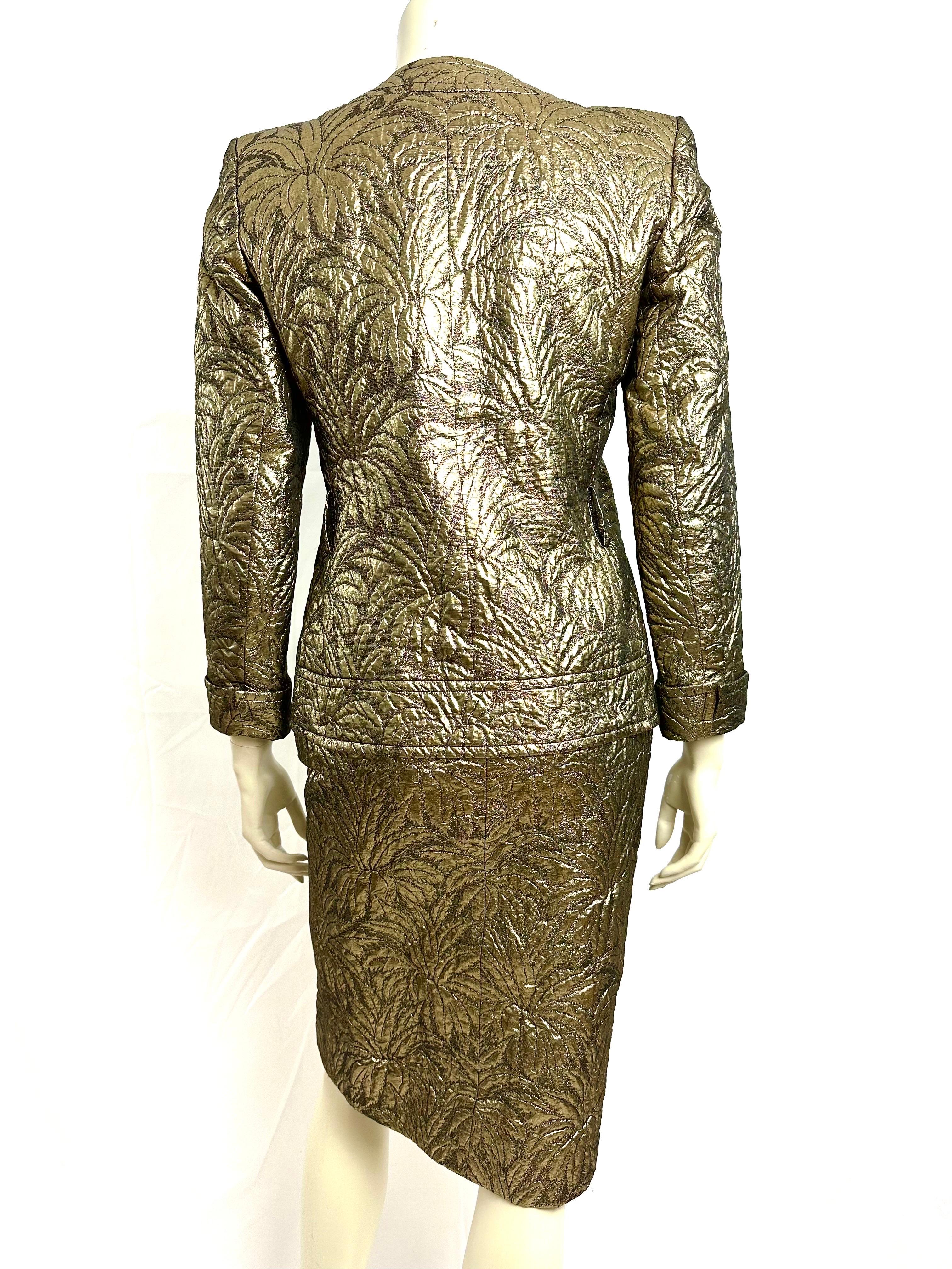 YSL Yves saint Laurent gold brocade skirt suit F/W 86 For Sale 6