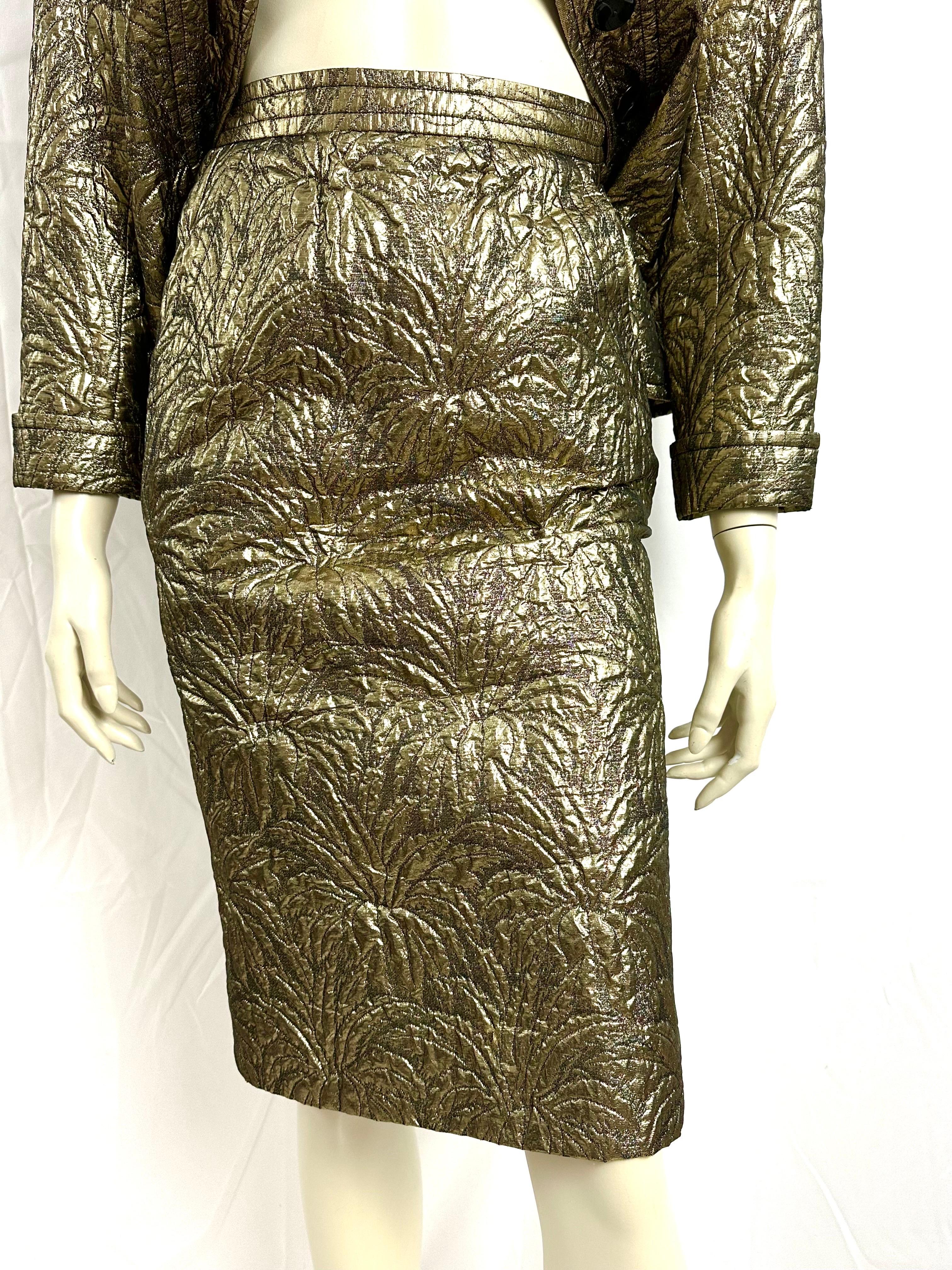 YSL Yves saint Laurent gold brocade skirt suit F/W 86 For Sale 3