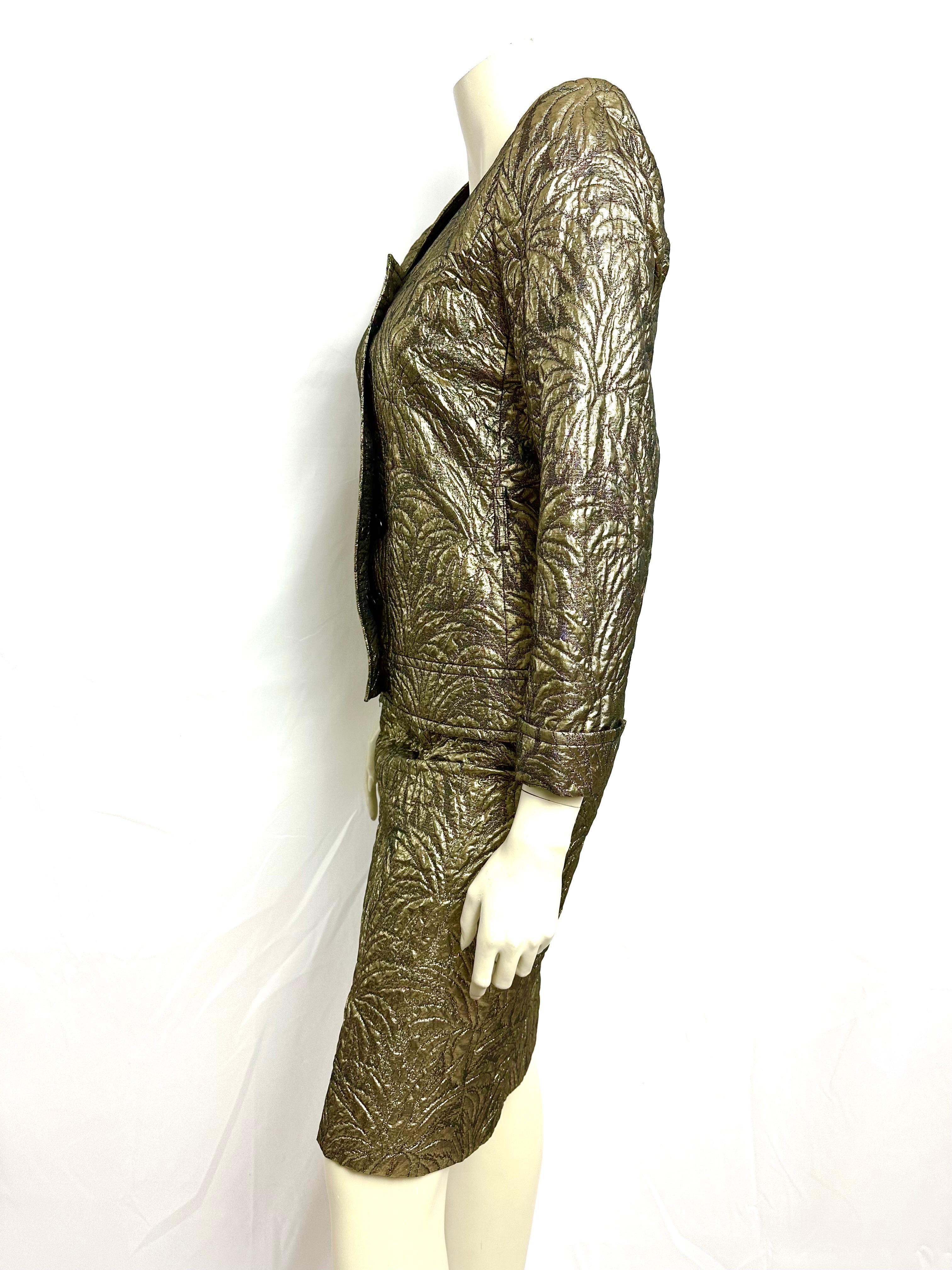 YSL Yves saint Laurent gold brocade skirt suit F/W 86 For Sale 5
