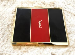 YSL Yves Saint Laurent Gold Plated Retro Black Red Cigarette Case